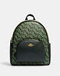 COACH®,COURT BACKPACK WITH COACH MONOGRAM PRINT,Large,Gold/Green,Front View