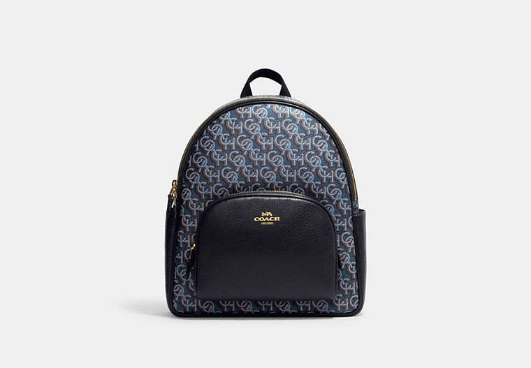 COACH®,COURT BACKPACK WITH COACH MONOGRAM PRINT,Large,Gold/Navy,Front View
