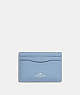COACH®,CARD CASE,Crossgrain Leather,Mini,Silver/Cornflowr/Field Flora,Front View