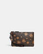 COACH®,SMALL WRISTLET WITH FLORAL PRINT,Polished Pebble Leather,Mini,Pewter/Multi,Front View