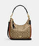 COACH®,JULES HOBO IN COLORBLOCK SIGNATURE CANVAS,Signature Coated Canvas,Large,Gold/Khaki Multi,Front View
