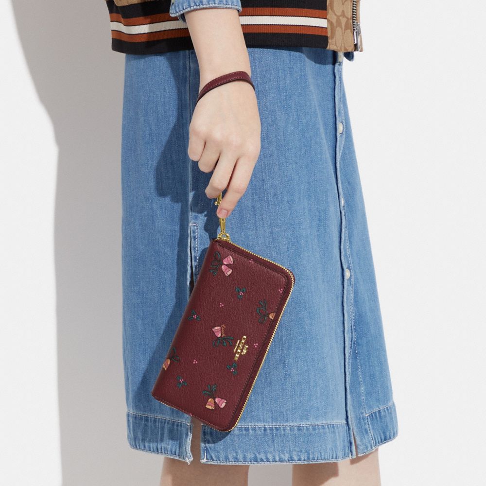 COACH®,Snap Wallet With Holiday Bells Print,,Detail View
