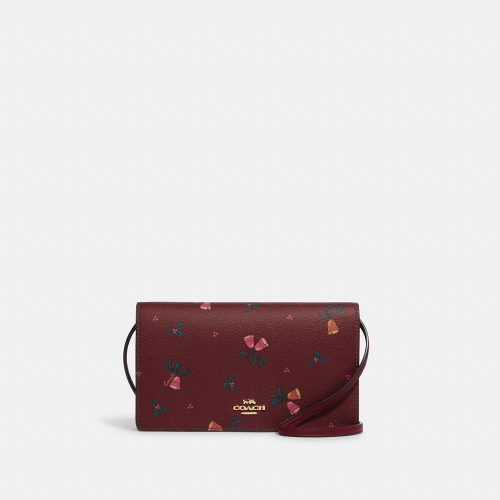 💗COACH💗Signature Anna Foldover Clutch Crossbody w/Heart Petal