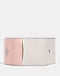 COACH®,SMALL TRIFOLD WALLET IN COLORBLOCK,Crossgrain Leather,Silver/Chalk/Powder Pink Multi,Back View
