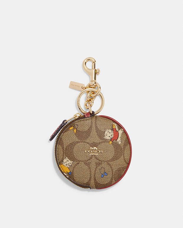 Circular Coin Pouch In Signature Canvas With Cat Mittens Print