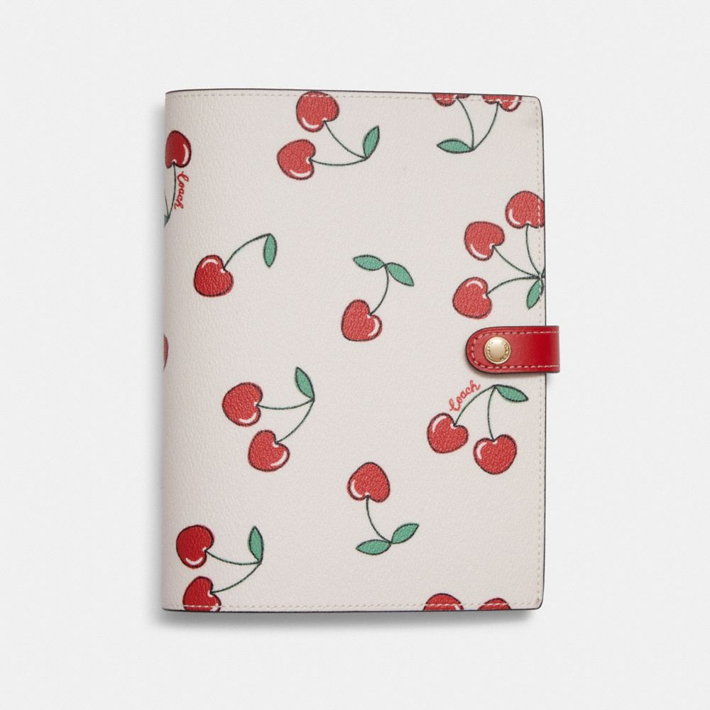COACH®,Notebook With Heart Cherry Print,,Front View