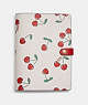 COACH®,NOTEBOOK WITH HEART CHERRY PRINT,Fabric,Gold/Chalk Multi,Front View