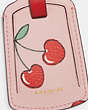 COACH®,LUGGAGE TAG WITH HEART CHERRY PRINT,Fabric,Gold/Powder Pink Multi,Detail View