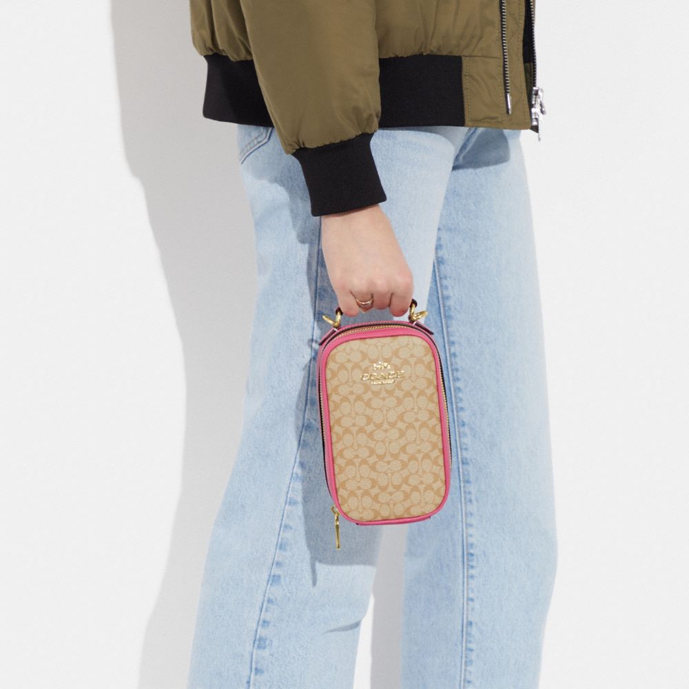 COACH®,Eva Phone Crossbody In Colorblock Micro Signature Canvas,,Detail View