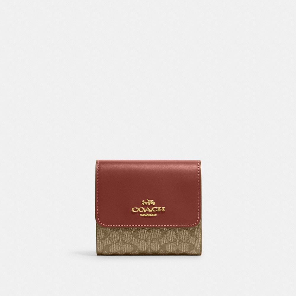 COACH®  Small Trifold Wallet In Colorblock Micro Signature Canvas