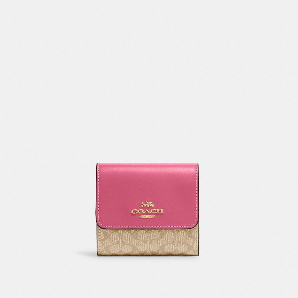 Small Trifold Wallet In Colorblock Micro Signature Canvas
