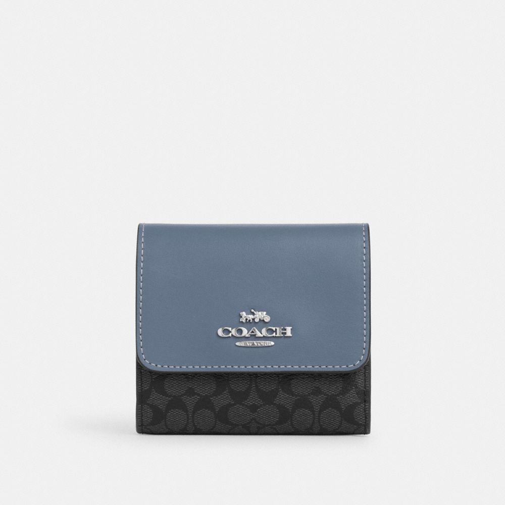 Products :: Coach Outlet Small Trifold Wallet In Blocked Signature Canvas