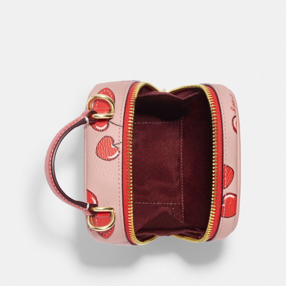 COACH®,Eva Phone Crossbody With Heart Cherry Print,,Inside View,Top View