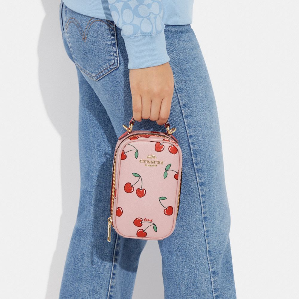 COACH®,Eva Phone Crossbody With Heart Cherry Print,,Detail View
