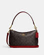 COACH®,CLARA SHOULDER BAG IN SIGNATURE CANVAS,Signature Coated Canvas,Medium,Gold/Brown 1941 Red,Front View