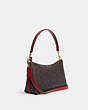 COACH®,CLARA SHOULDER BAG IN SIGNATURE CANVAS,Signature Coated Canvas,Medium,Gold/Brown 1941 Red,Angle View