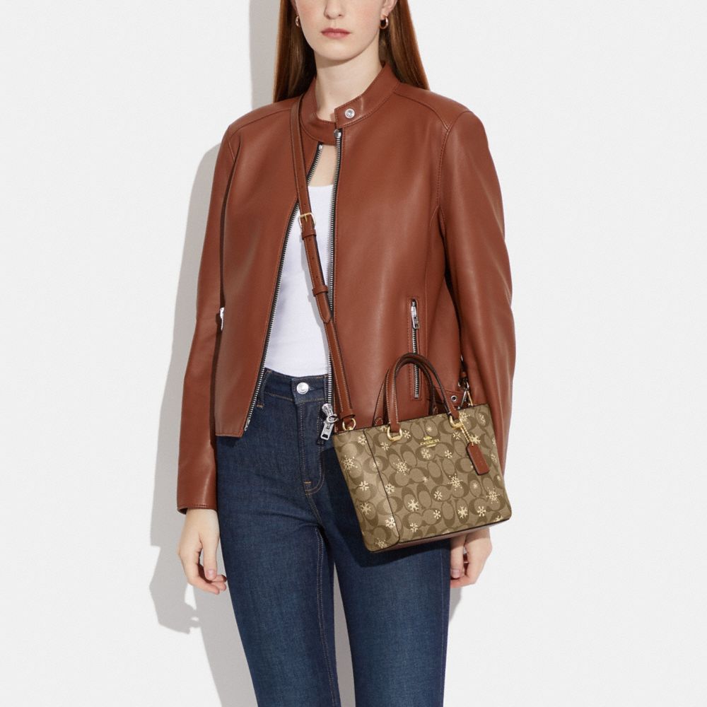 Alice Satchel In Signature Canvas With Snowflake Print