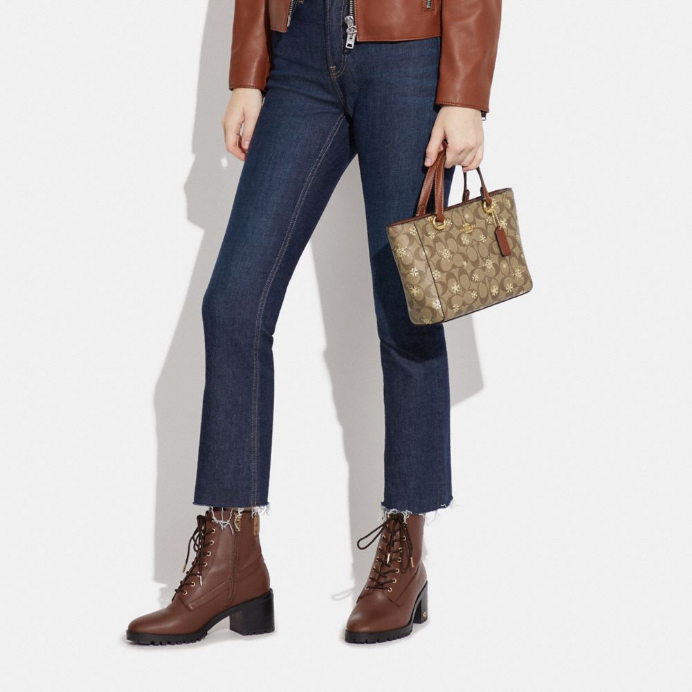 Alice Satchel In Signature Canvas With Snowflake Print