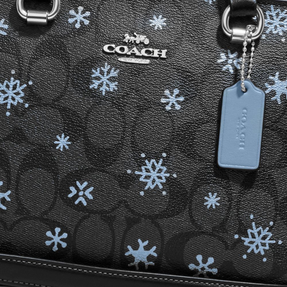 COACH®,Alice Satchel In Signature Canvas With Snowflake Print,,Detail View