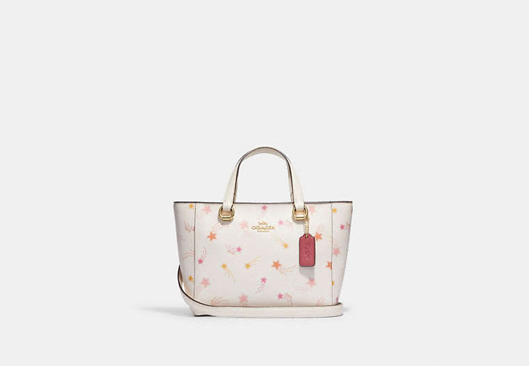 COACH®,ALICE SATCHEL WITH SHOOTING STAR PRINT,Printed Coated Canvas,Gold/Chalk Multi,Front View
