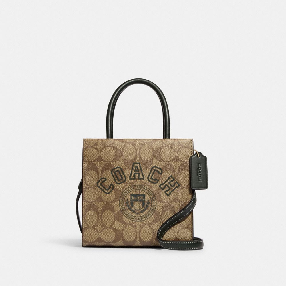 Coach Outlet Women's City Tote in Signature Canvas with Varsity Motif - Brown