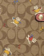 COACH®,NOTEBOOK IN SIGNATURE CANVAS WITH CAT MITTENS PRINT,Signature Coated Canvas,Gold/Khaki Multi,Detail View