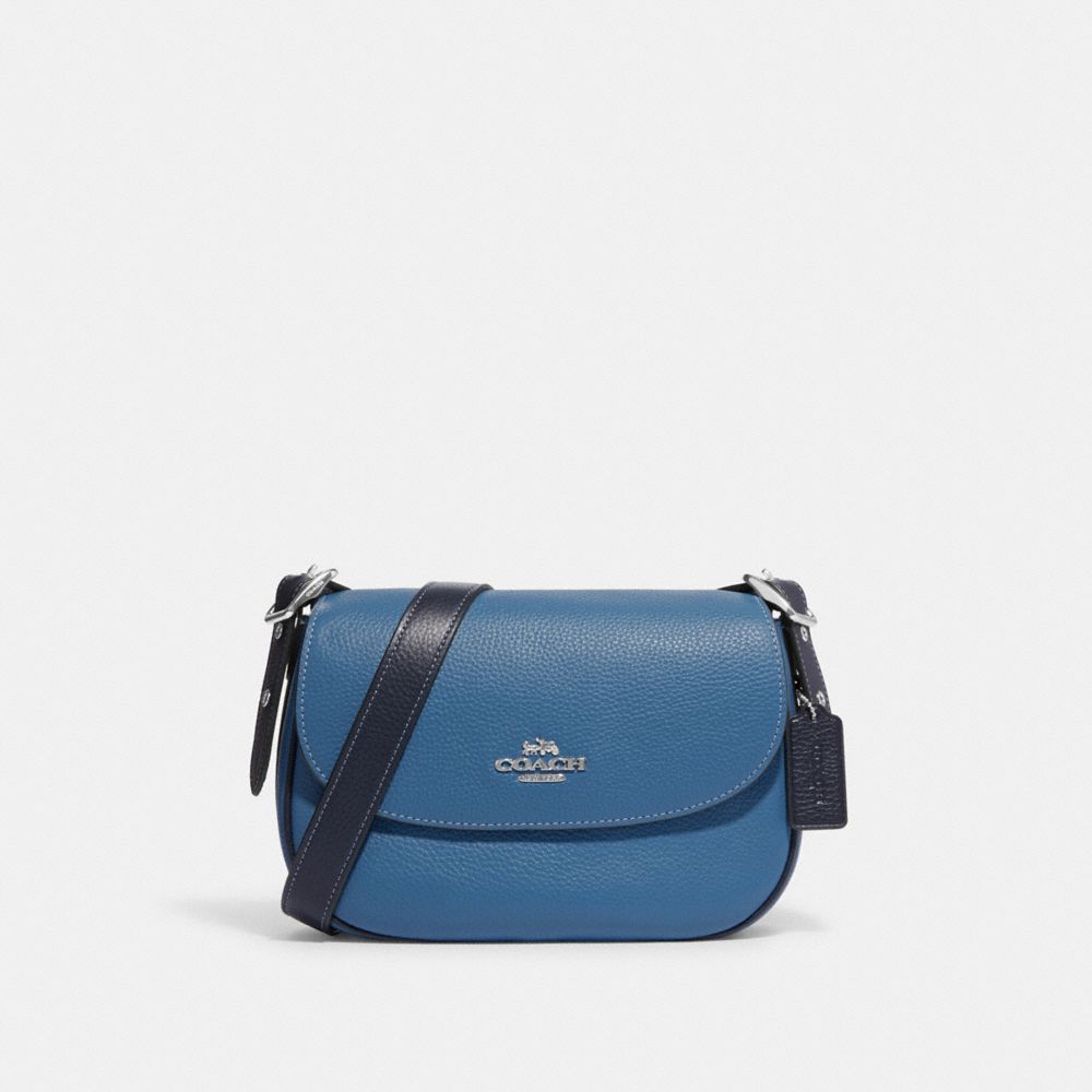 COACH®,SAC DE SELLE MACIE,SV/Bleu ciel Multi,Front View