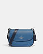 COACH®,MACIE SADDLE BAG,Medium,Silver/Sky Blue Multi,Front View