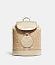 COACH®,DEMPSEY DRAWSTRING BACKPACK IN SIGNATURE JACQUARD WITH COACH PATCH AND STRIPE,Jacquard,Large,Im/Lt Khaki/Metallic Soft Gold,Front View