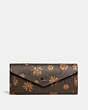 COACH®,WYN SOFT WALLET WITH FLORAL PRINT,Polished Pebble Leather,Pewter/Multi,Front View