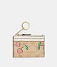 COACH®,MINI SKINNY ID CASE IN SIGNATURE CANVAS WITH HEART CHERRY PRINT,Fabric,Gold/Light Khaki Multi,Front View