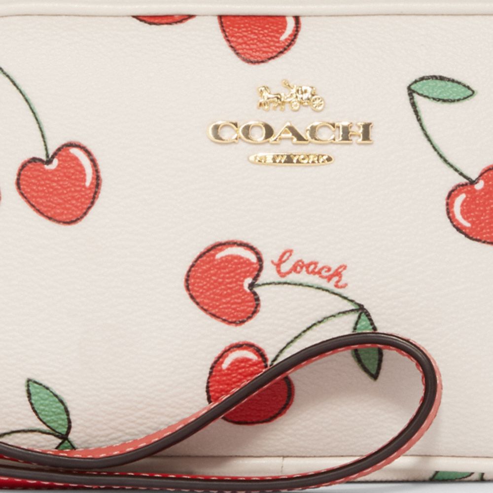 NWT COACH White Chalk Jamie Wristlet Red Heart Cherry Wristlet Bag Purse  CF405