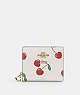 COACH®,SNAP WALLET WITH HEART CHERRY PRINT,Fabric,Mini,Gold/Chalk Multi,Front View