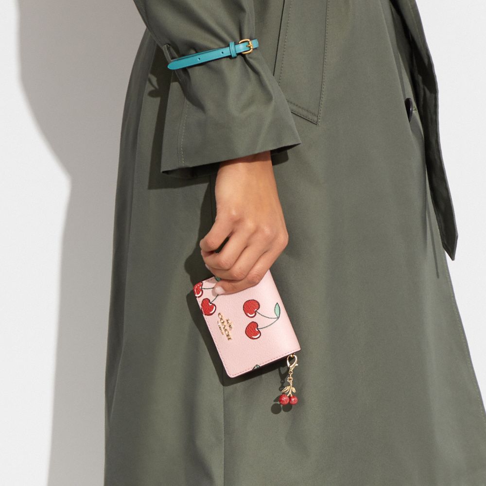 Boxed Mini Wallet On A Chain With Heart Cherry Print