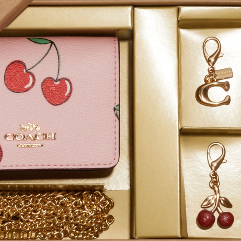 COACH® | Boxed Mini Wallet On A Chain With Heart Cherry Print