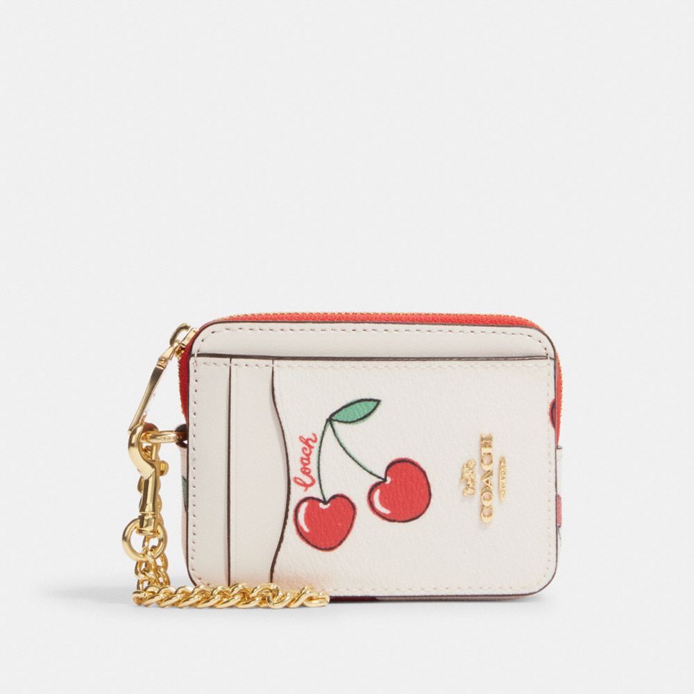 COACH® | Zip Card Case With Heart Cherry Print
