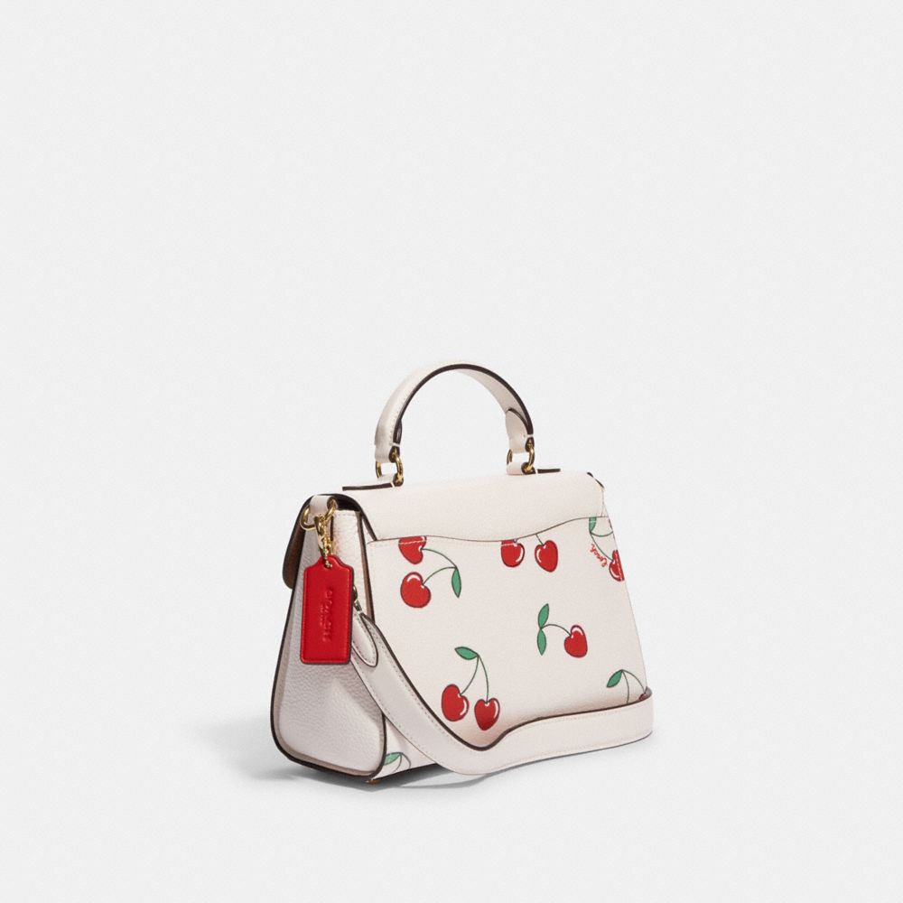 COACH Cherry-print Leather Crossbody Bag in White