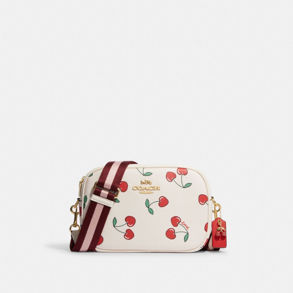 Coach Beige Cherry Print Signature Coated Canvas and Leather Heart  Crossbody Bag Coach