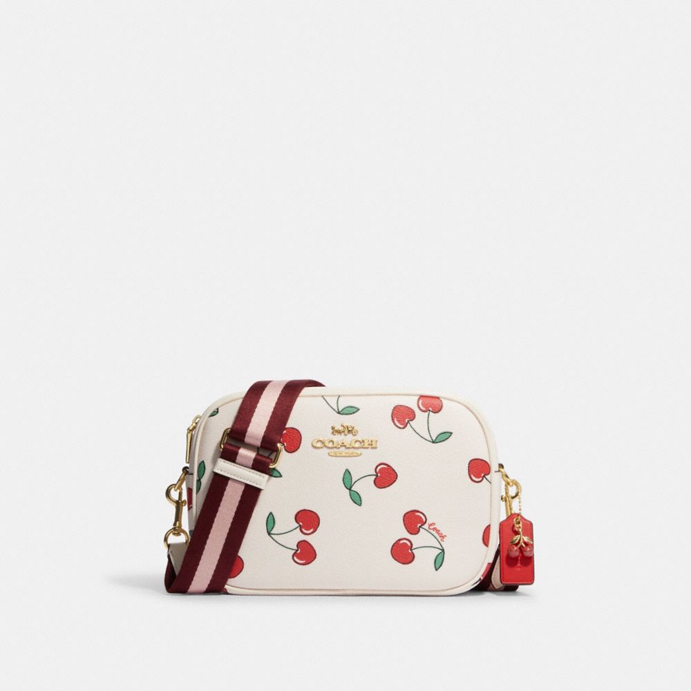 Coach Beige Cherry Print Signature Coated Canvas and Leather Heart