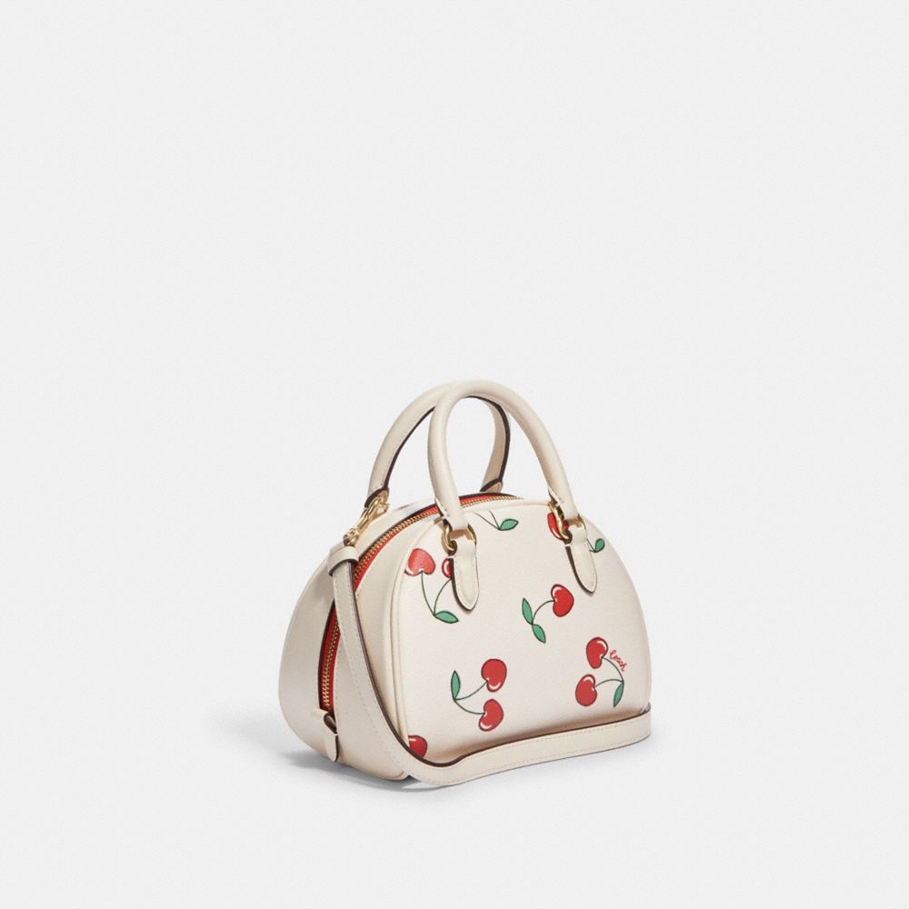 Coach Sydney Satchel With Heart Cherry Print