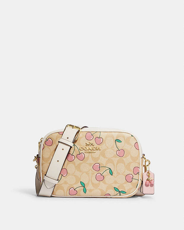 COACH®  Jamie Camera Bag In Signature Canvas With Heart Cherry Print