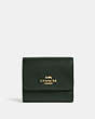COACH®,SMALL TRIFOLD WALLET,Crossgrain Leather,Mini,Gold/Amazon Green,Front View
