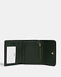 COACH®,SMALL TRIFOLD WALLET,Crossgrain Leather,Mini,Gold/Amazon Green,Inside View,Top View