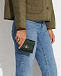 COACH®,SMALL TRIFOLD WALLET,Crossgrain Leather,Mini,Gold/Amazon Green,Detail View