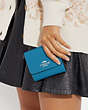 COACH®,SMALL TRIFOLD WALLET,Crossgrain Leather,Mini,Silver/Electric Blue,Detail View