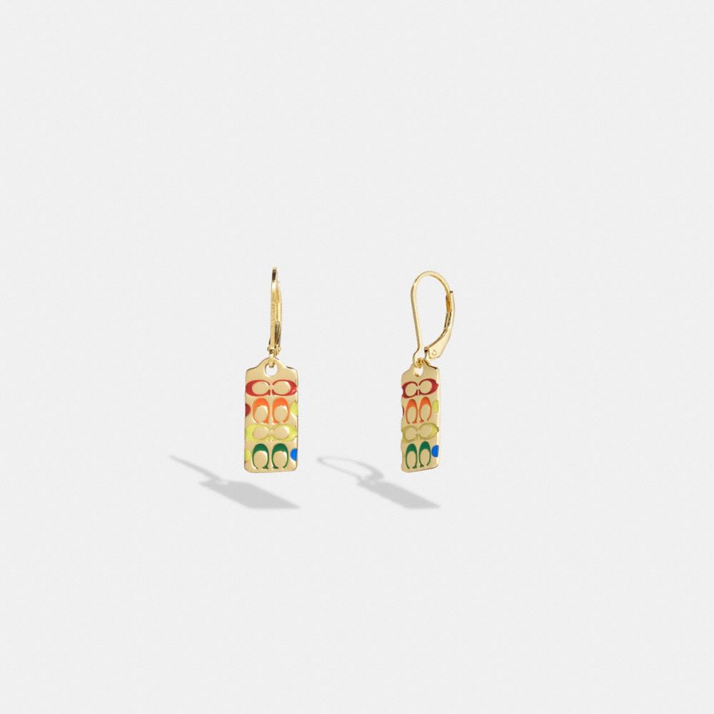 Quilted Signature Enamel Tag Earrings