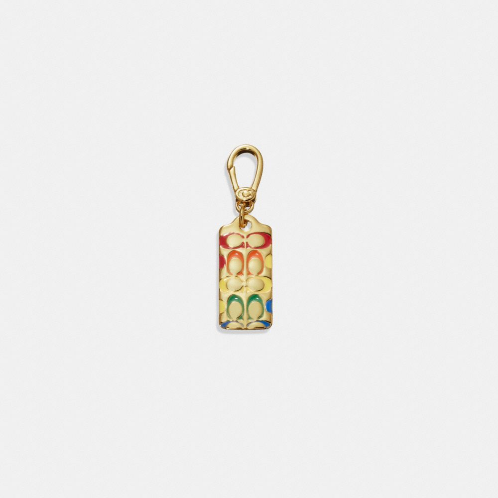Quilted Signature Enamel Tag Charm