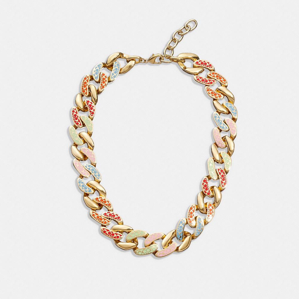 Quilted Signature Enamel Link Necklace