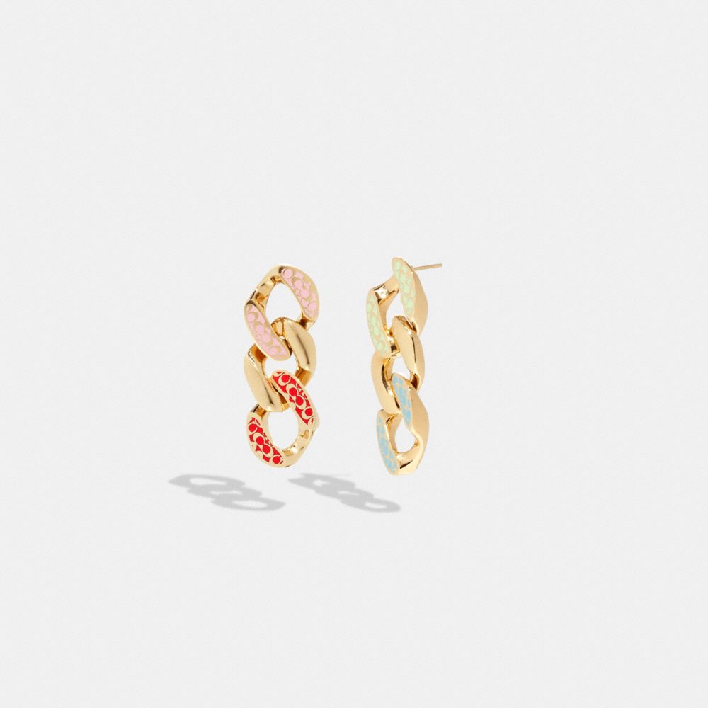 Pendants d’oreilles à maillons en émail matelassé signature