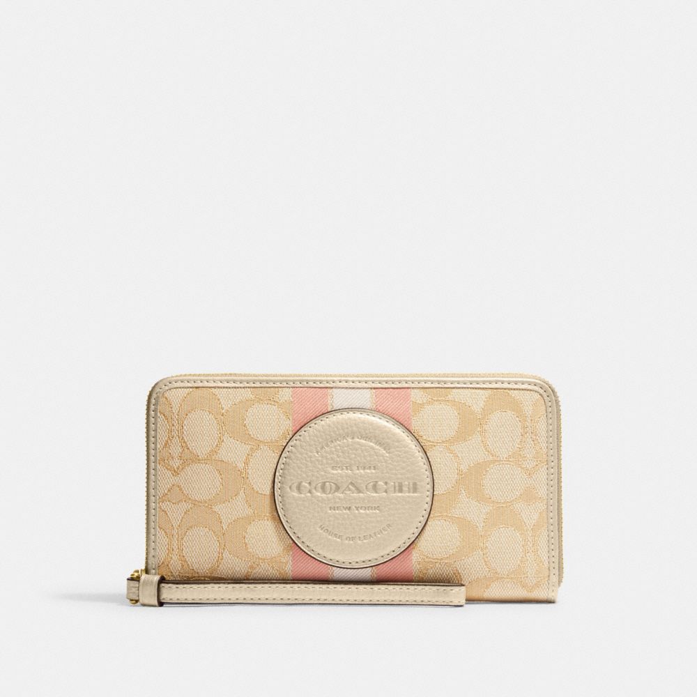 Coach Bags | Nwt Coach Dempsey Large Phone Wallet in Signature Jacquard with Stripe | Color: Pink | Size: Os | Hmatthews485's Closet